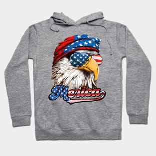 Merica Patriotic USA Eagle 4th of July Retro Vintage Hoodie